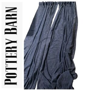 Pottery Barn Navy Linen / Cotton Curtain Panels (8) ~ 4 Pairs